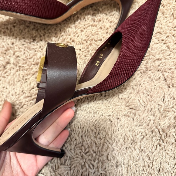 Authentic Dior burgundy technical fabric and leather mules heels - Picture 4 of 9
